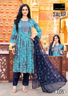 Manjeera by salaar designer reyon foil print naira cut readymade suit catalogue at wholesale price  readymade suit catalogs