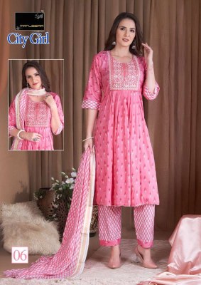 Manjeera city girl nyra cute 3 pice ready made suits wholesale rate  Master