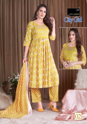 Manjeera city girl nyra cute 3 pice ready made suits wholesale rate  kurtis catalogs