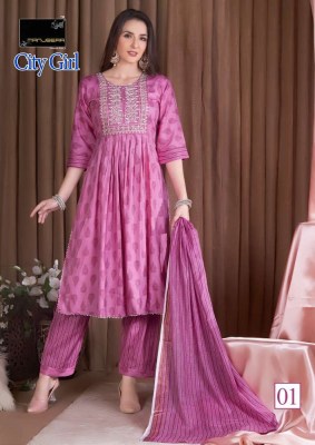 Manjeera city girl nyra cute 3 pice ready made suits wholesale rate  kurtis catalogs