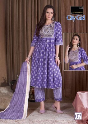 Manjeera city girl nyra cute 3 pice ready made suits wholesale rate  kurtis catalogs