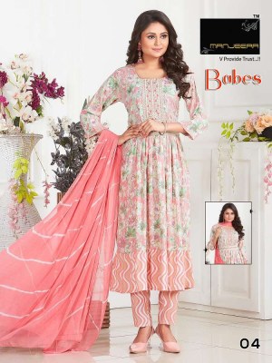 Manjeera new babes 3 pice Capsule Print Frock style With belt Kurti catalogue wholesaler  Master