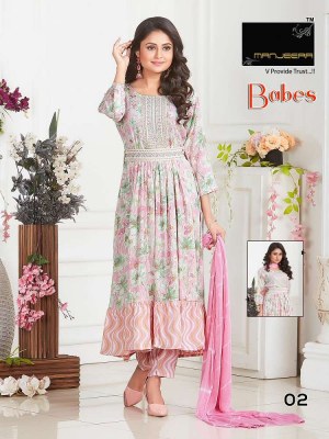 Manjeera new babes 3 pice Capsule Print Frock style With belt Kurti catalogue wholesaler  kurtis catalogs