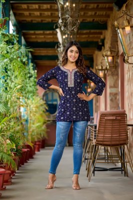 Mannat by Rangmaya fancy printed neck embroidered western wear catalogue at affordable rate western wear catalogs