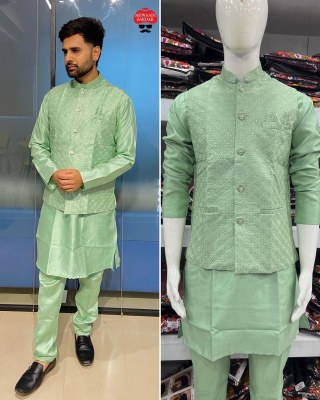 Manyavar 5 presenting Heavy banglori silk Mens kurta payjama and koti catalogue kurta pajama