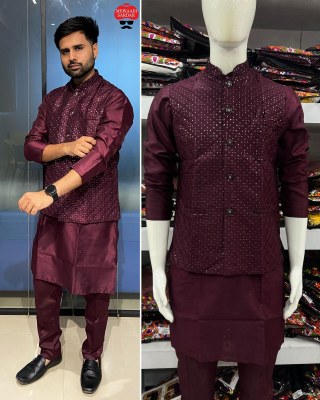 Manyavar 5 presenting Heavy banglori silk Mens kurta payjama and koti catalogue kurta pajama