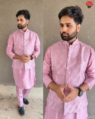 Manyavar 7 lunch Heavy banglori silk mens Kurta with koti and pajama catalogue at affordable rate kurta pajama