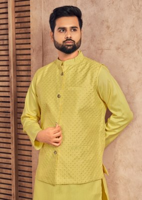 Manyavar vol 2 present heavy banglori silk kurta payjama and koti catalogue kurta pajama