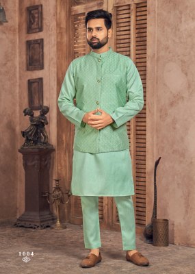 Manyavar vol 2 present heavy banglori silk kurta payjama and koti catalogue kurta pajama