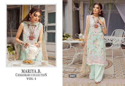 Maria B chikankari vol 1 by Shree fab pure cotton embroidered unstitched dress material catalogue at affordable rate salwar kameez catalogs