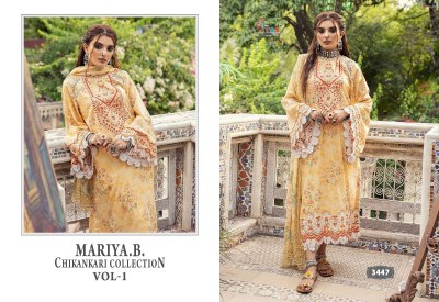 Maria B chikankari vol 1 by Shree fab pure cotton embroidered unstitched dress material catalogue at affordable rate salwar kameez catalogs