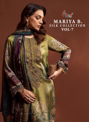 Maria b silk vol 7 by shree fab japan satin digital printed salwar suit catalogue pakistani suit catalogs