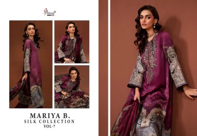 Maria b silk vol 7 by shree fab japan satin digital printed salwar suit catalogue pakistani suit catalogs