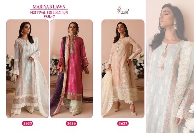 Mariya B vol 7 by Shree fab pure cotton heavy embroidered Pakistani suit catalogue at affordable rate  pakistani suit catalogs