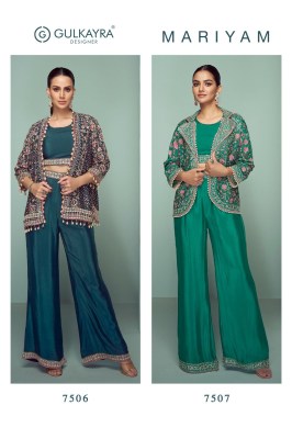 Mariyam by gulkayra designer real chinon embroidered designer indo western catalogue at affordable rate Indo Western