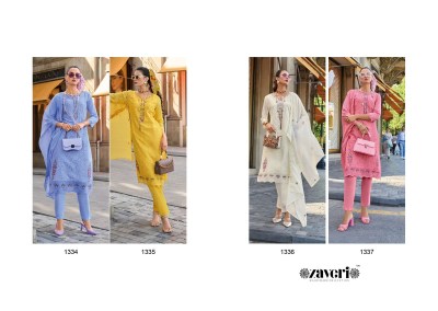 Maruel by Zaveri cotton embroidered fancy kurti pant and dupatta catalogue at low rate kurti pant with dupatta Catalogs