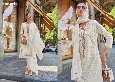 Maruel by Zaveri cotton embroidered fancy kurti pant and dupatta catalogue at low rate kurti pant with dupatta Catalogs