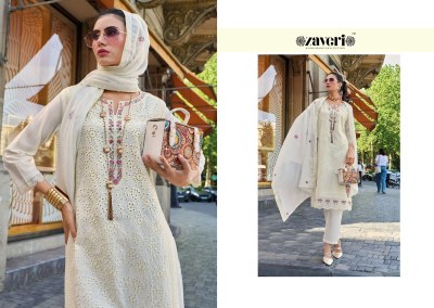 Maruel by Zaveri cotton embroidered fancy kurti pant and dupatta catalogue at low rate kurti pant with dupatta Catalogs