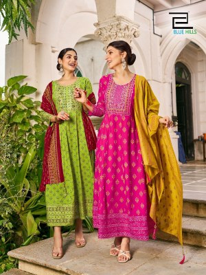 Masakali 3 present Long Gown with Dupatta concept and  Multi Color Combination Print and Embroidery Work gown catalogs