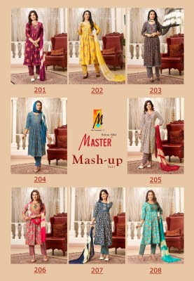 Mashup vol 2 by Master nayra cut reyon foil printed flared kurti pant and dupatta catalogue at low rate readymade suit catalogs