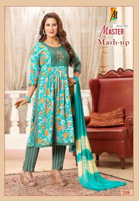 Mashup vol 2 by Master nayra cut reyon foil printed flared kurti pant and dupatta catalogue at low rate readymade suit catalogs