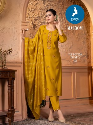 Masoom by kaya roman silk super quality fancy kurti pant and dupatta catalogue readymade suit catalogs