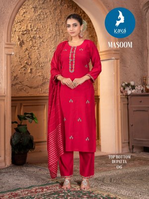 Masoom by kaya roman silk super quality fancy kurti pant and dupatta catalogue readymade suit catalogs