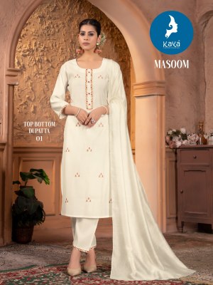 Masoom by kaya roman silk super quality fancy kurti pant and dupatta catalogue readymade suit catalogs