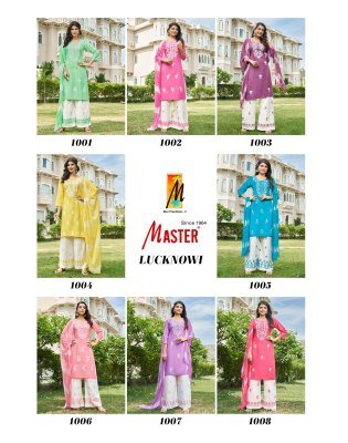 Master Lucknowi Luxe Rayon Lucknowi Kurti And Plazo Set With Sinduri Dupatta Wholesale kurtis catalogs