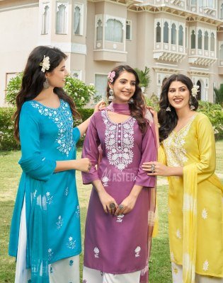 Master Lucknowi Luxe Rayon Lucknowi Kurti And Plazo Set With Sinduri Dupatta Wholesale kurtis catalogs