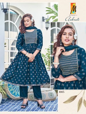 Master by Aakruti heavy gold printed reyon readymade suit catalogue at affordable rate readymade suit catalogs