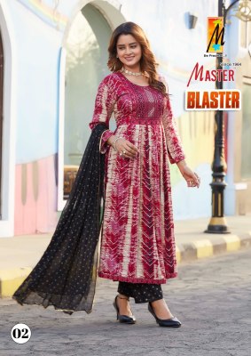 Master by Blaster reyon printed ghera kurti pant and dupatta catalogue at low rate readymade suit catalogs