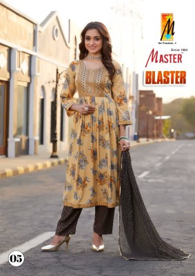 Master by Blaster reyon printed ghera kurti pant and dupatta catalogue at low rate readymade suit catalogs