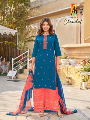 Master by Chanchal heavy reyon tie n full buties embroidered work readymade suit catalogue at low rate readymade suit catalogs