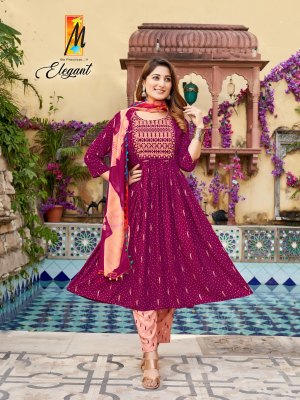 Master by Elegant heavy reyon scrin print with embroidered kurti pant and dupatta catalogue at amaviexpo readymade suit catalogs