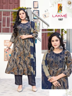 Master by Lakme fancy nayra cut reyon foil printed readymade suit catalogue at low rate readymade suit catalogs