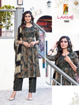 Master by Lakme fancy nayra cut reyon foil printed readymade suit catalogue at low rate readymade suit catalogs