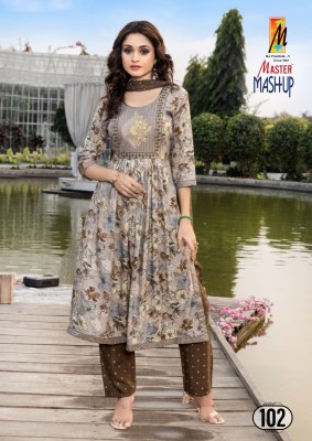 Master by Mashup reyon foil printed fancy kurti top and dupatta catalogue readymade suit catalogs