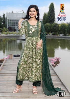 Master by Mashup reyon foil printed fancy kurti top and dupatta catalogue readymade suit catalogs