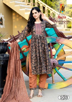 Master by Shrinagar nayra fancy modal print kurti pant and dupatta catalogue  readymade suit catalogs