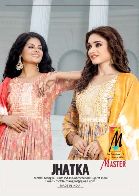 Master by jhatka capsul print nayra cut three side work kurti pant and dupatta catalogue at low rate readymade suit catalogs