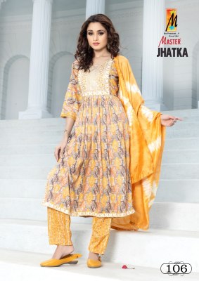 Master by jhatka capsul print nayra cut three side work kurti pant and dupatta catalogue at low rate readymade suit catalogs