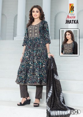 Master by jhatka capsul print nayra cut three side work kurti pant and dupatta catalogue at low rate readymade suit catalogs