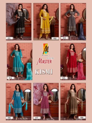 Master by kismi fancy nayra style kurti pant and dupatta catalogue at wholesale rate readymade suit catalogs