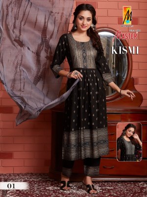 Master by kismi fancy nayra style kurti pant and dupatta catalogue at wholesale rate readymade suit catalogs