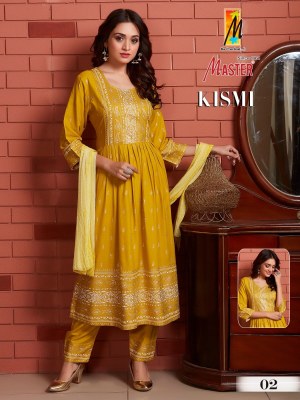 Master by kismi fancy nayra style kurti pant and dupatta catalogue at wholesale rate readymade suit catalogs