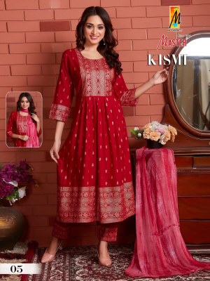 Master by kismi fancy nayra style kurti pant and dupatta catalogue at wholesale rate readymade suit catalogs