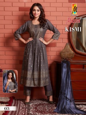 Master by kismi fancy nayra style kurti pant and dupatta catalogue at wholesale rate readymade suit catalogs