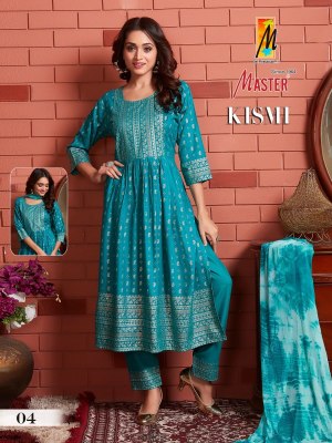 Master by kismi fancy nayra style kurti pant and dupatta catalogue at wholesale rate readymade suit catalogs