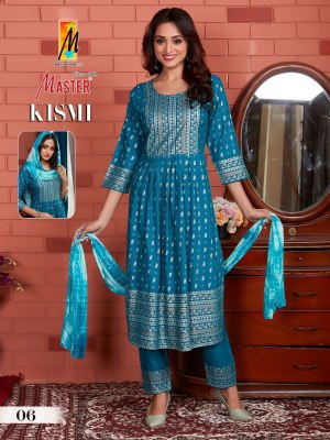 Master by kismi fancy nayra style kurti pant and dupatta catalogue at wholesale rate readymade suit catalogs